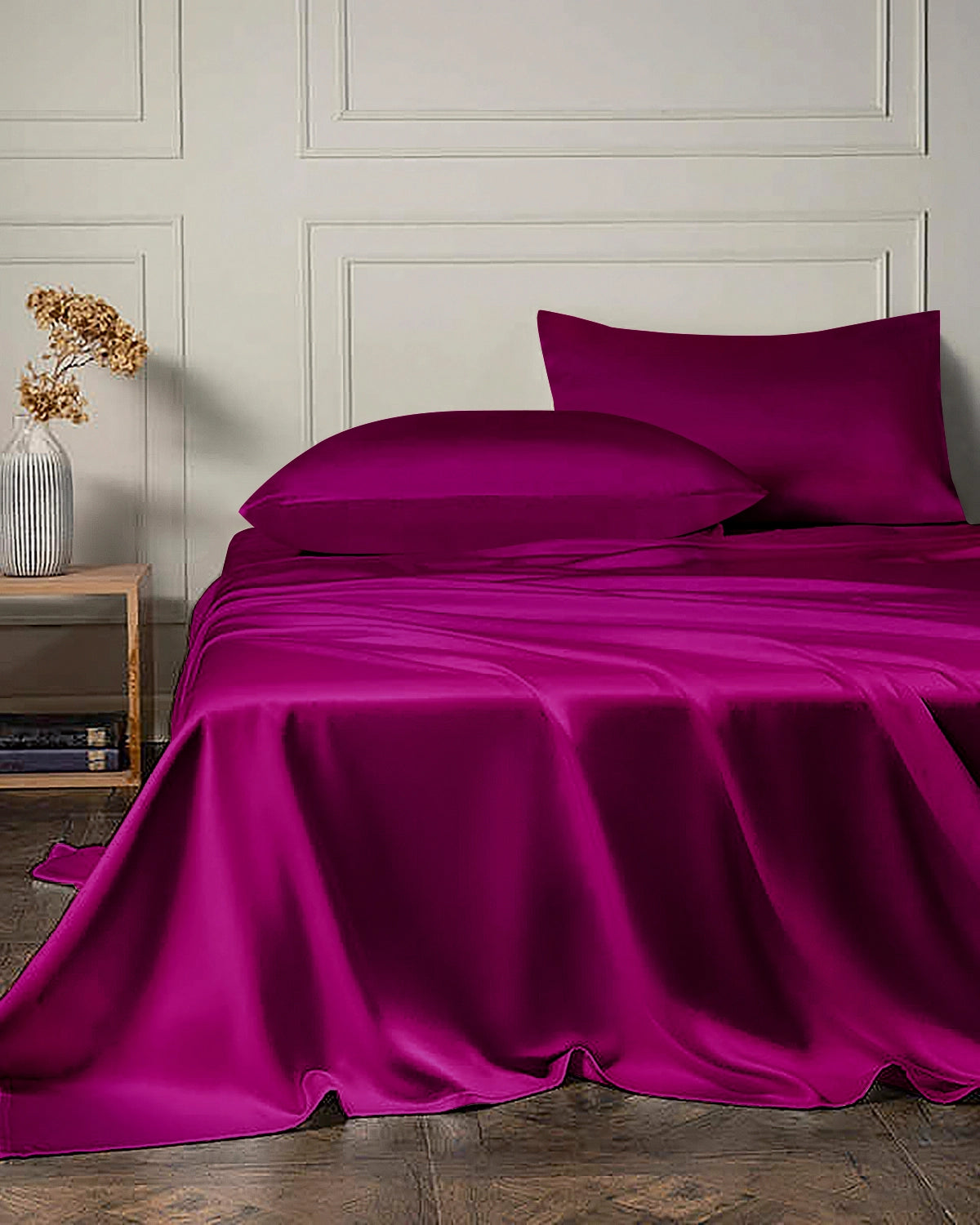 19 Momme 4PCS Silk Flat Sheet and Fitted Sheet Set, Purple