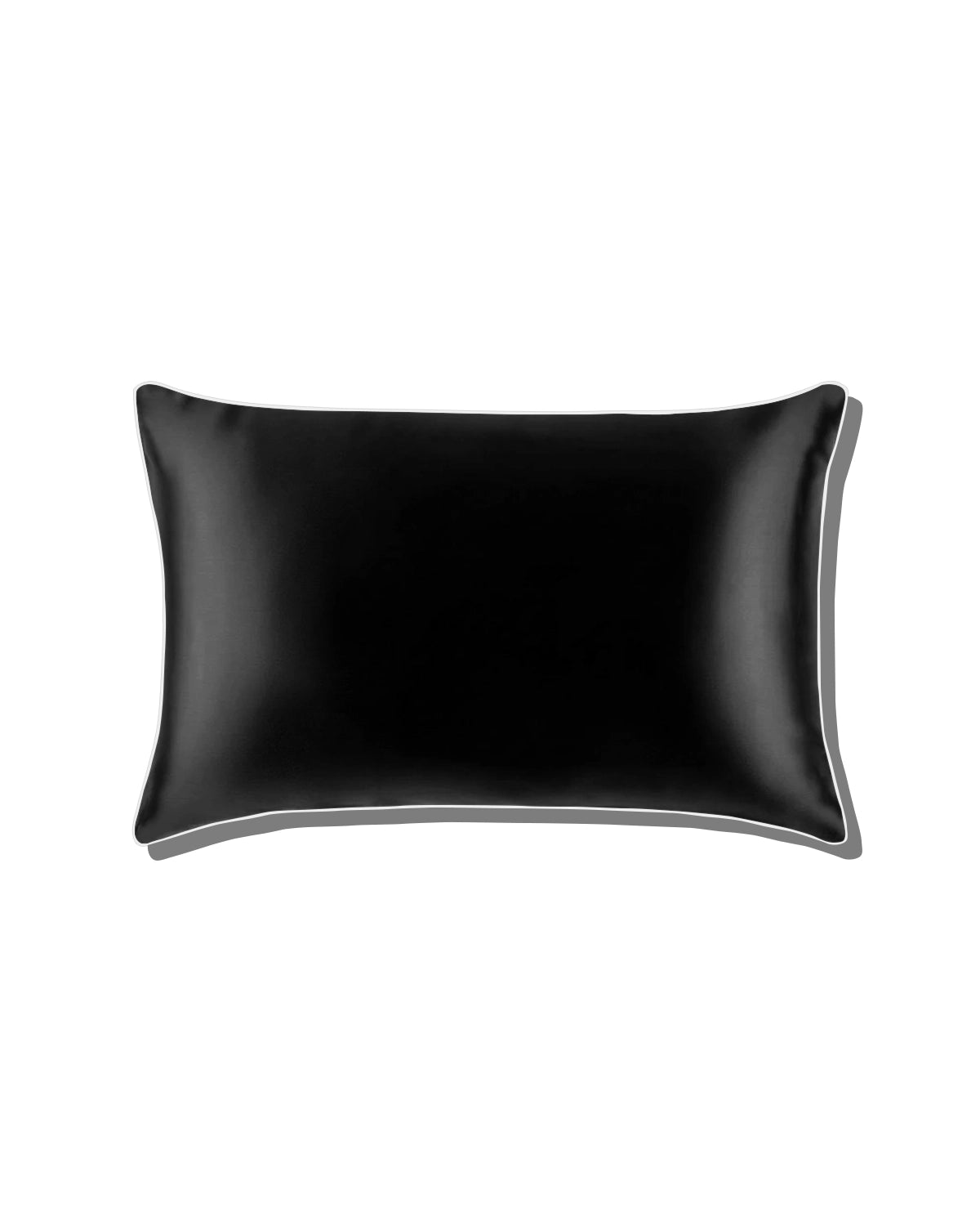 19 Momme Pure Silk Piping Pillowcase, Black