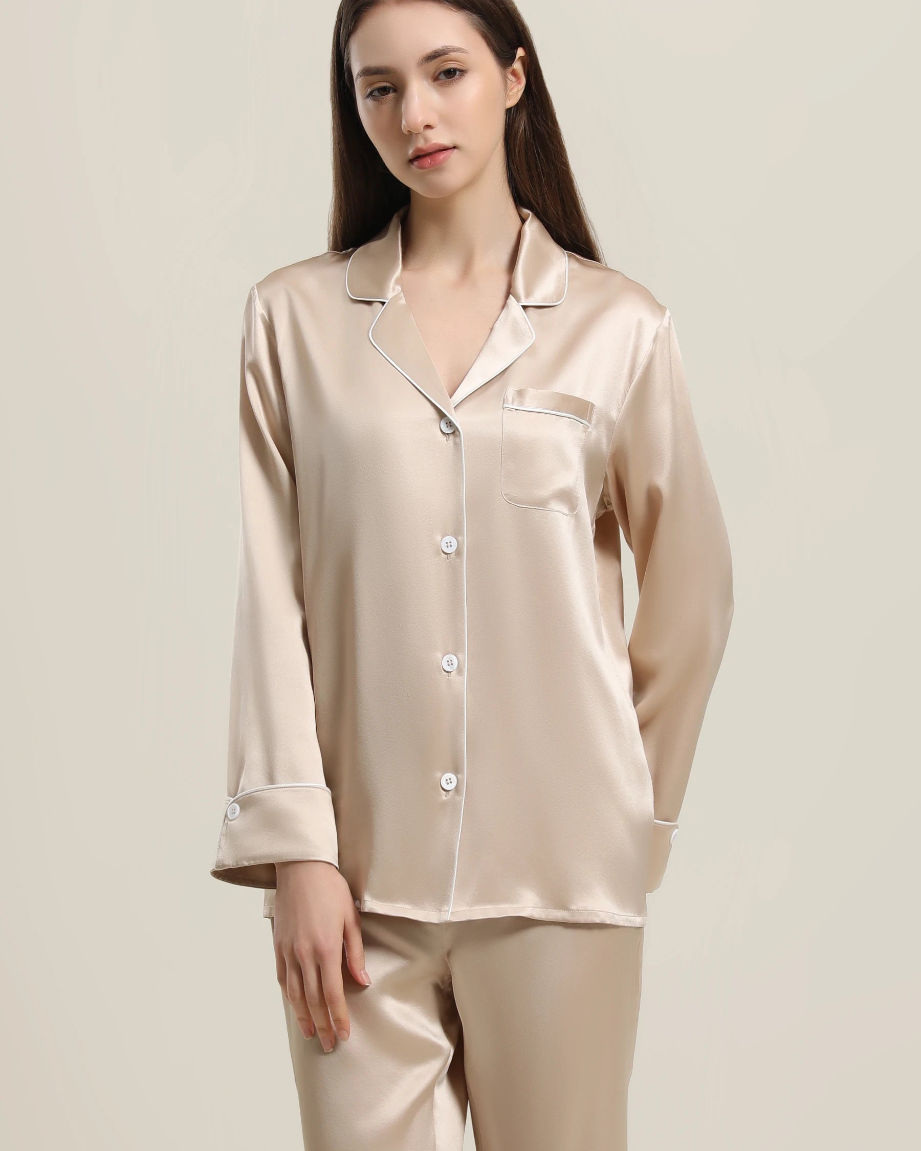 22 Momme Classic Silk Pajamas Set Champagne