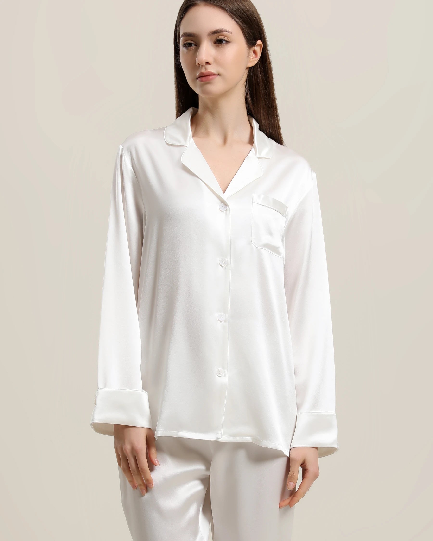 22 Momme Classic Silk Pajamas Set Ivory