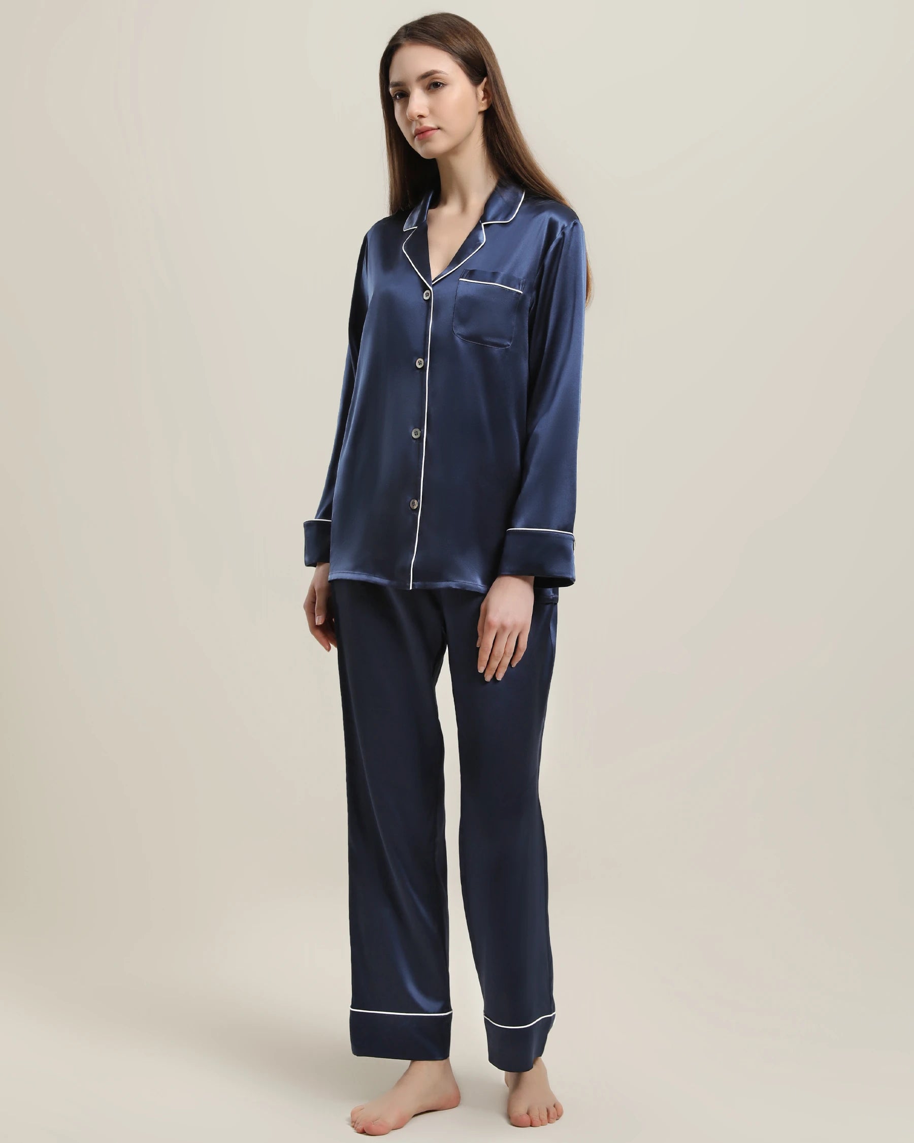 22 Momme Classic Silk Pajamas Set Navy
