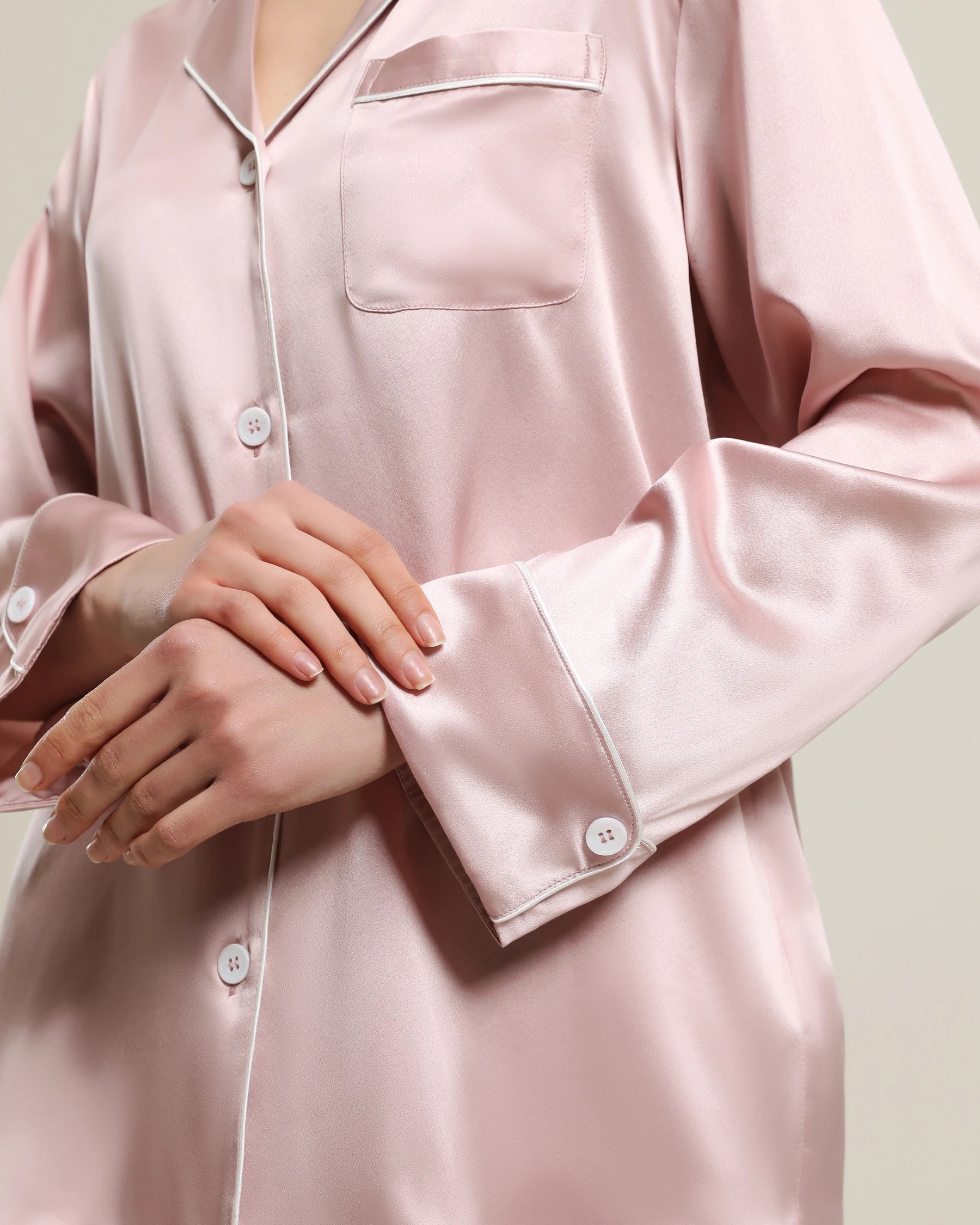 22 Momme Classic Silk Pajamas Set Rose Pink