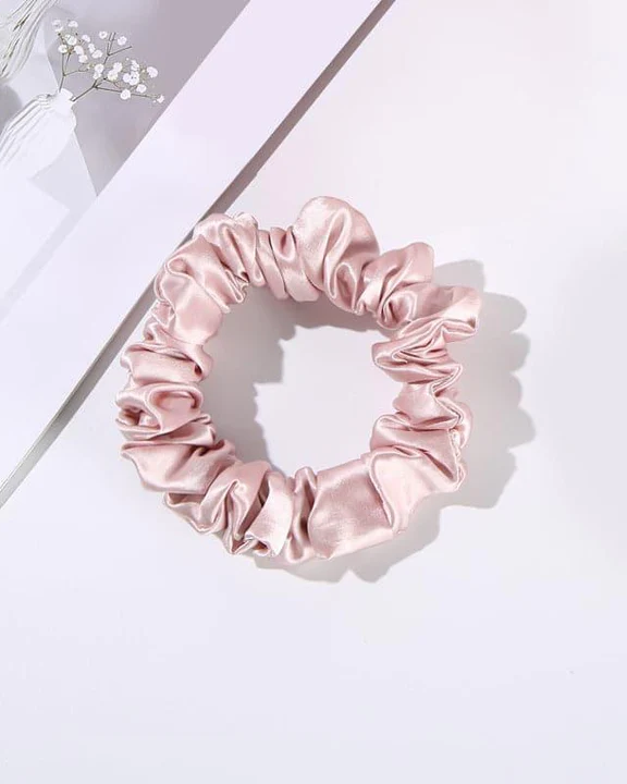 Silk Hair Loop Scrunchy, Light Pink