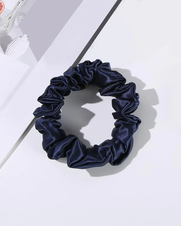 Silk Hair Loop Scrunchy, Navy