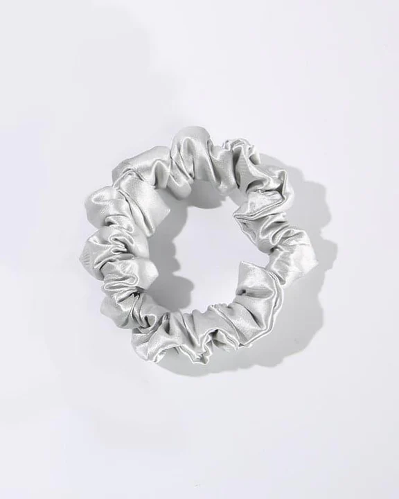 Silk Hair Loop Scrunchy, Light Grey