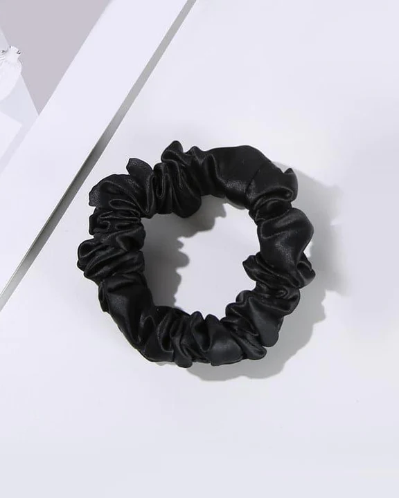 Silk Hair Loop Scrunchy, Black