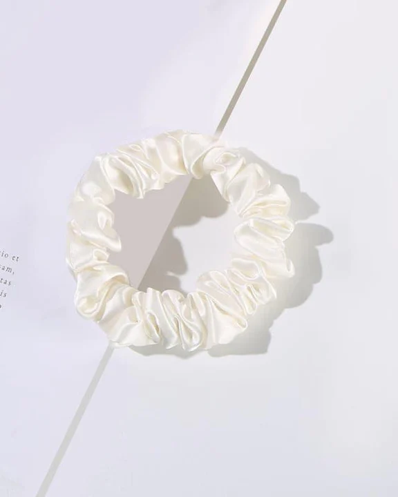 Silk Hair Loop Scrunchy, White