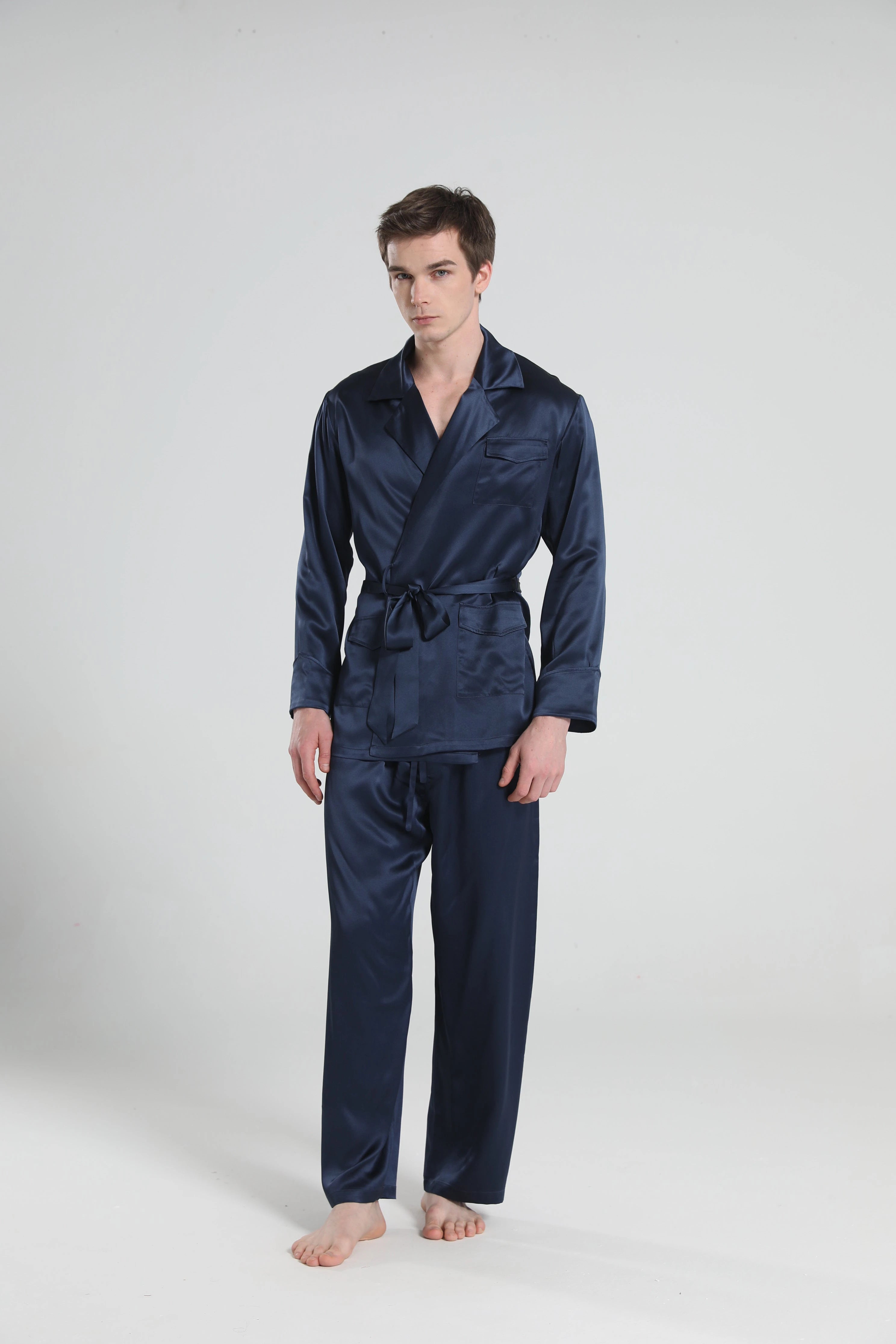 22 Momme Silk Pajamas for Men, Navy