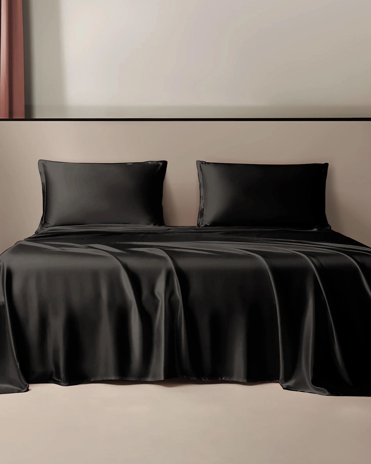 Pure Silk Flat Sheet, Black