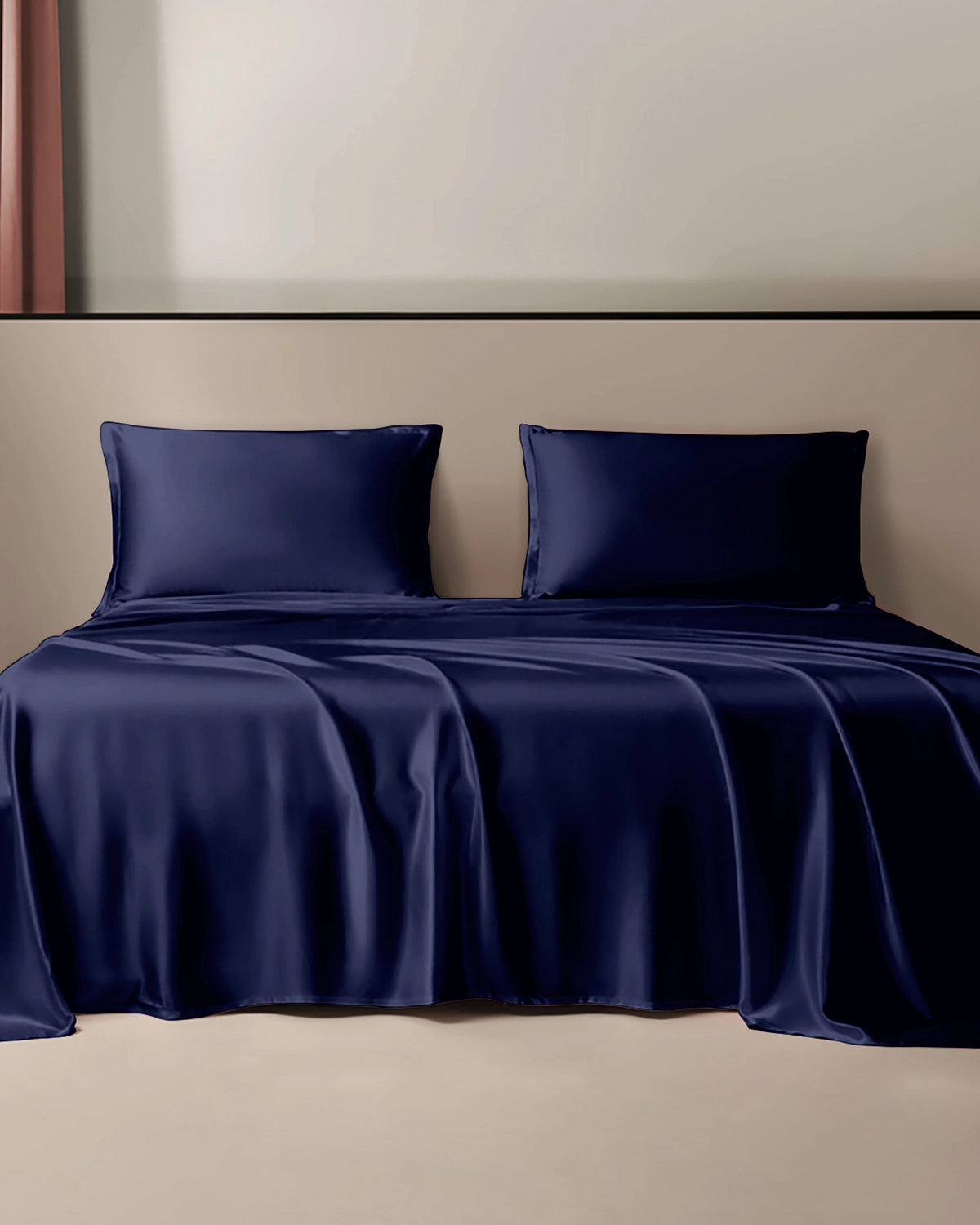 Pure Silk Flat Sheet, Navy