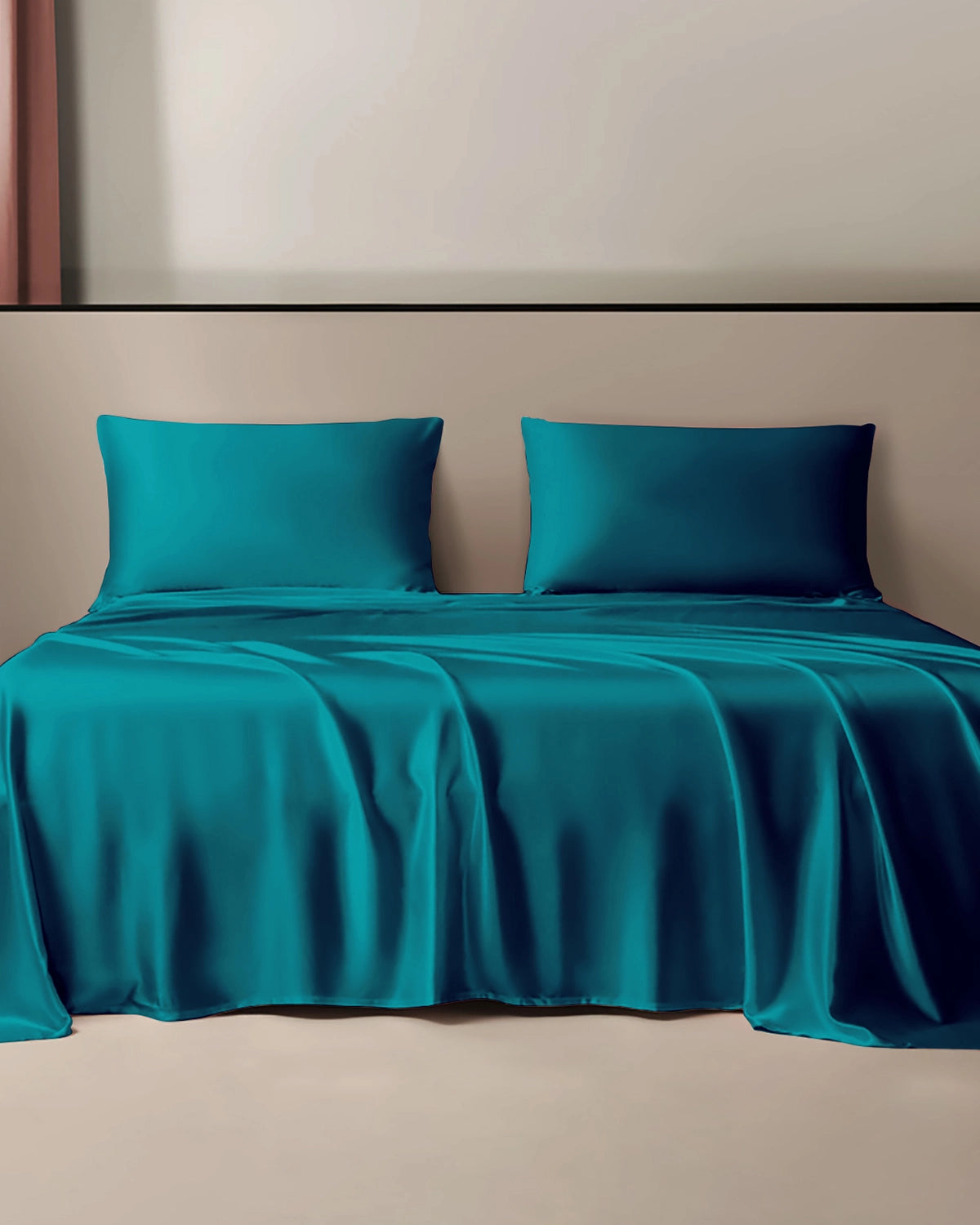 25 Momme 3PCS Silk Flat Sheet Set, Peacock Blue