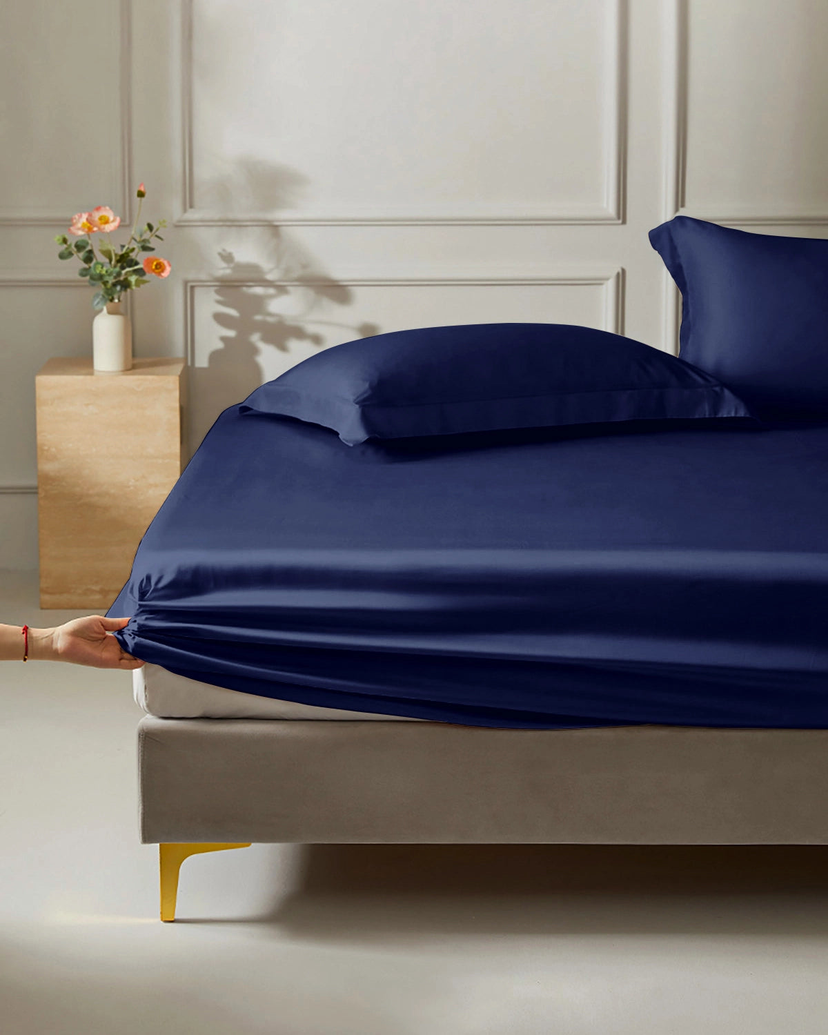 25 Momme Silk Fitted Sheet, Navy
