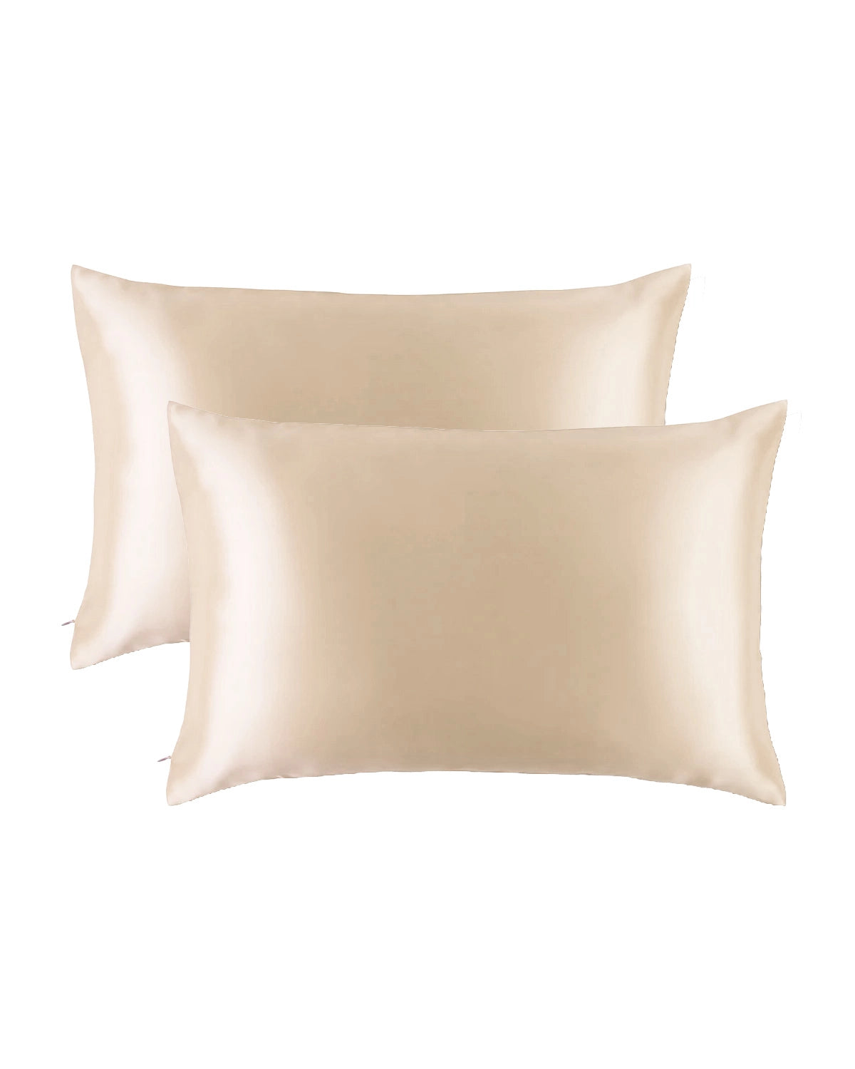 2PCS 19 Momme Silk Hidden Zipper Pillowcases, Champagne