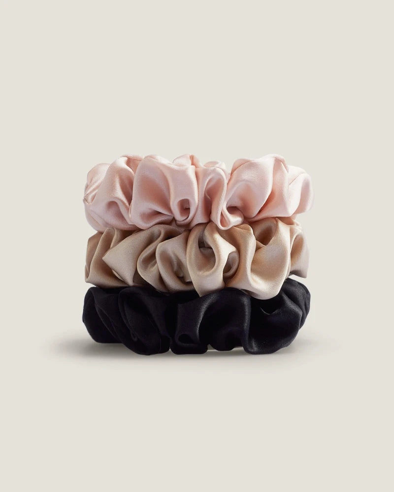 3PCS 3.5 CM Midi Silk Hair Loop Scrunchies Set