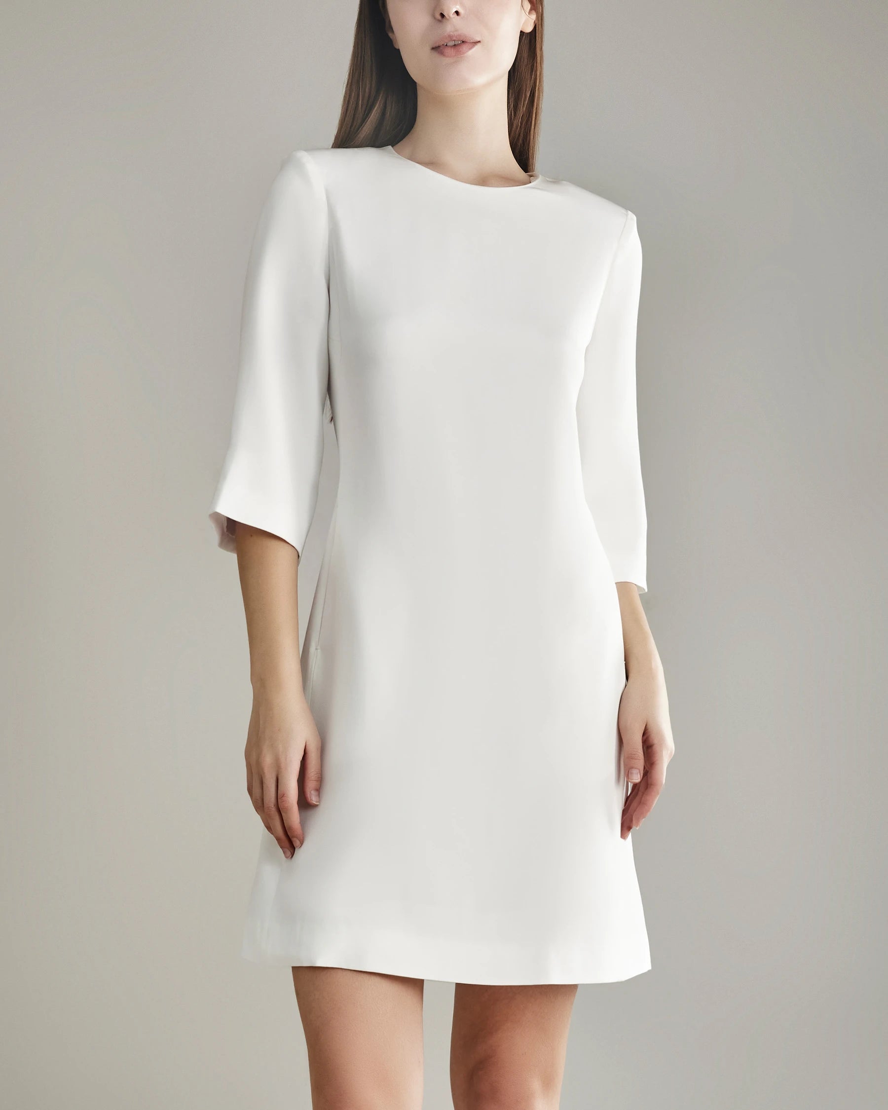 40 Momme Knee-length Silk Dress, White