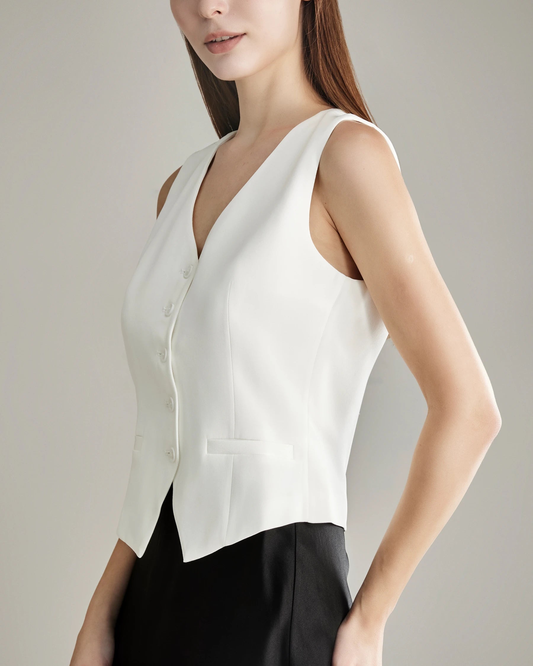 Women's Silk Suit Vest, White