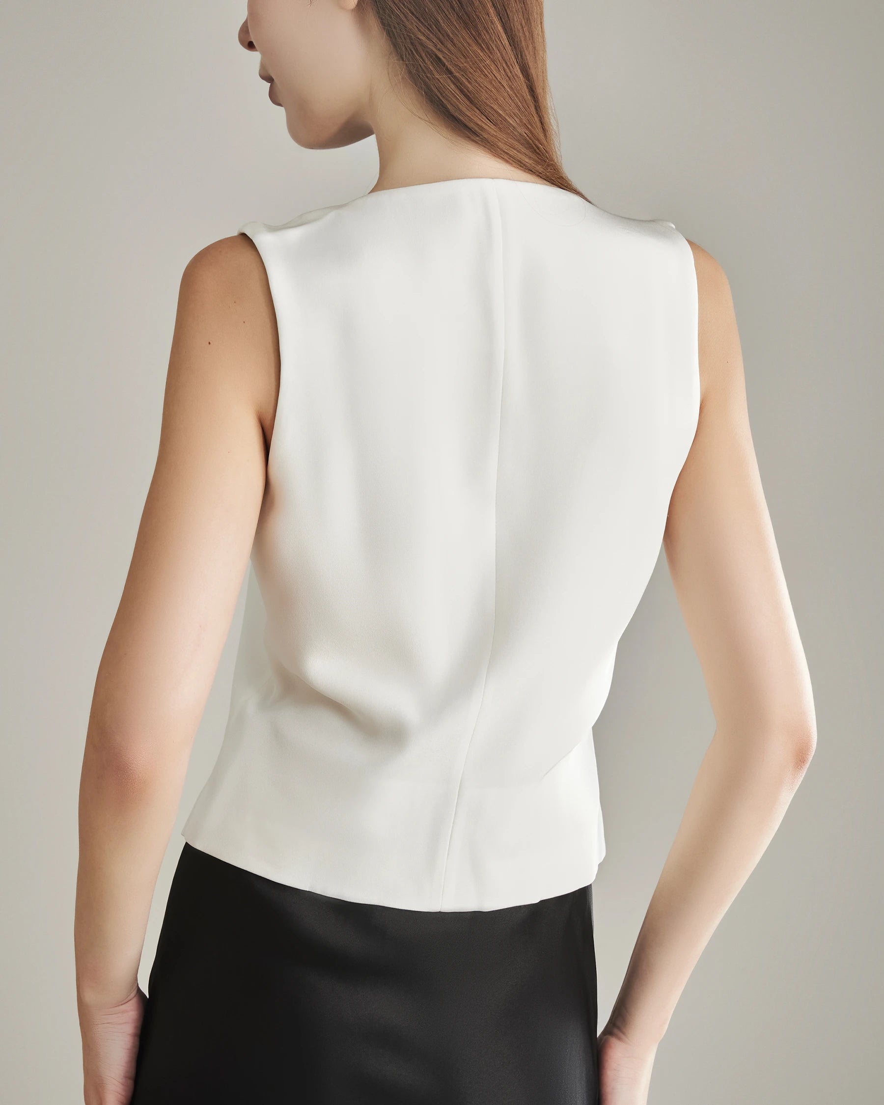 Women's Silk Suit Vest, White