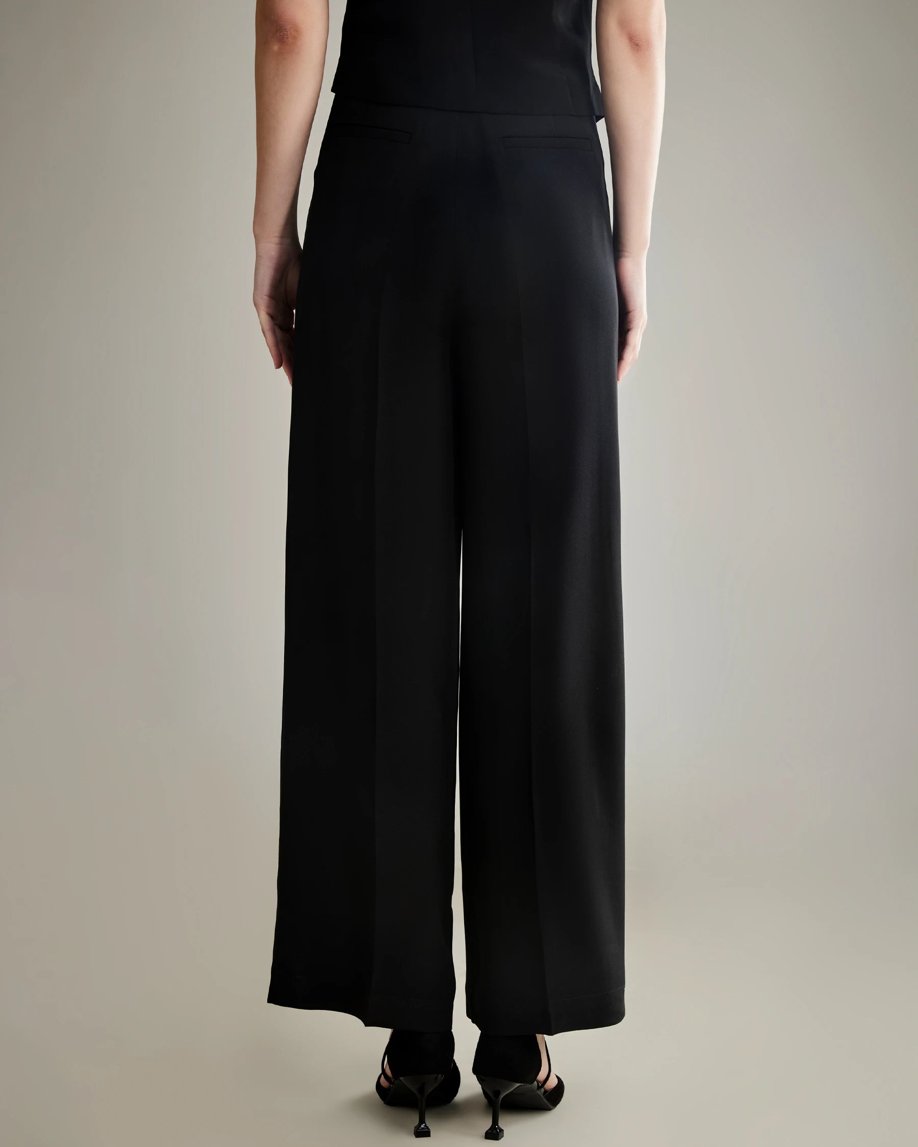40 Momme Wide Leg Silk Pants, Black