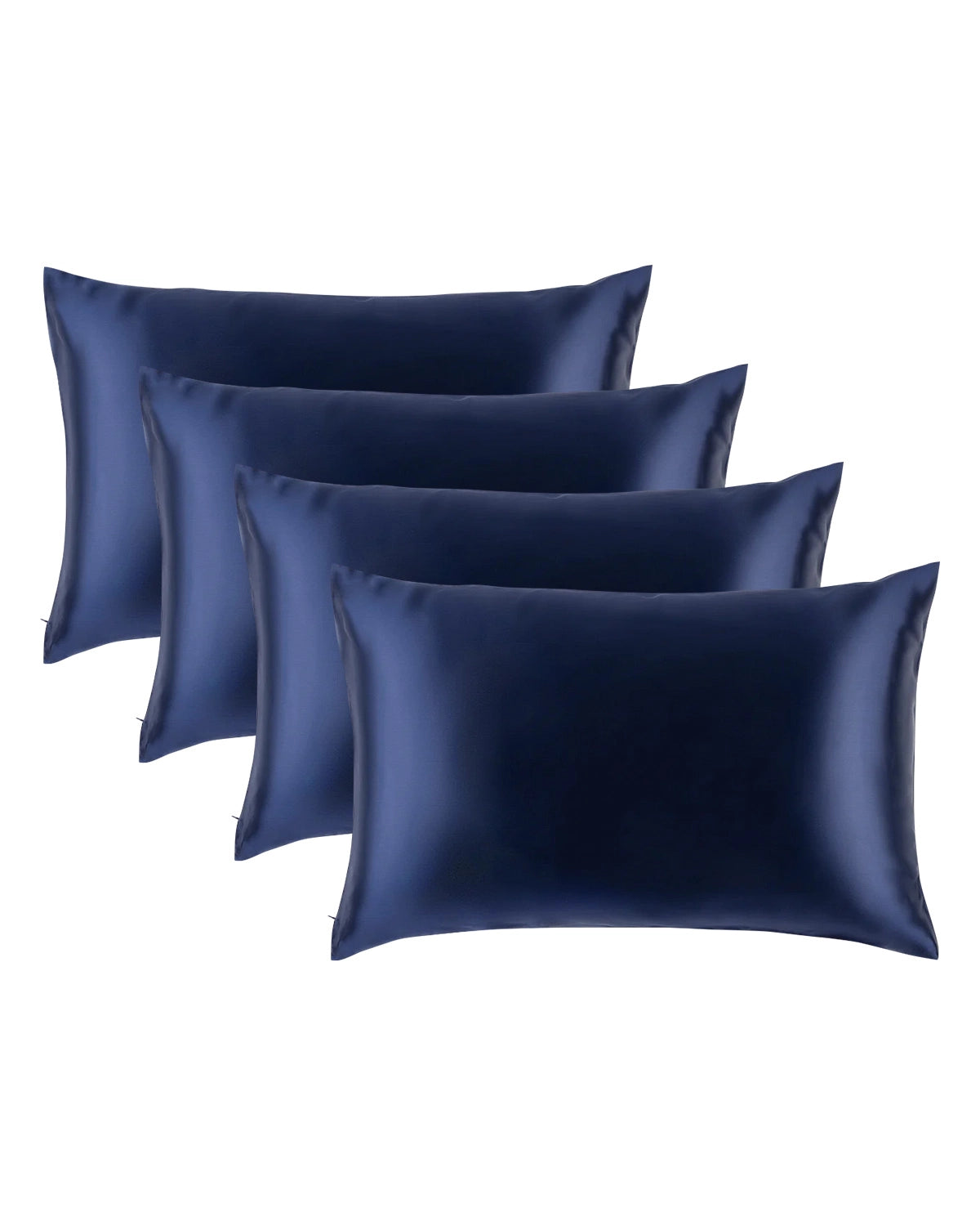 4PCS 19 Momme Silk Pillowcase with Hidden Zipper, Navy