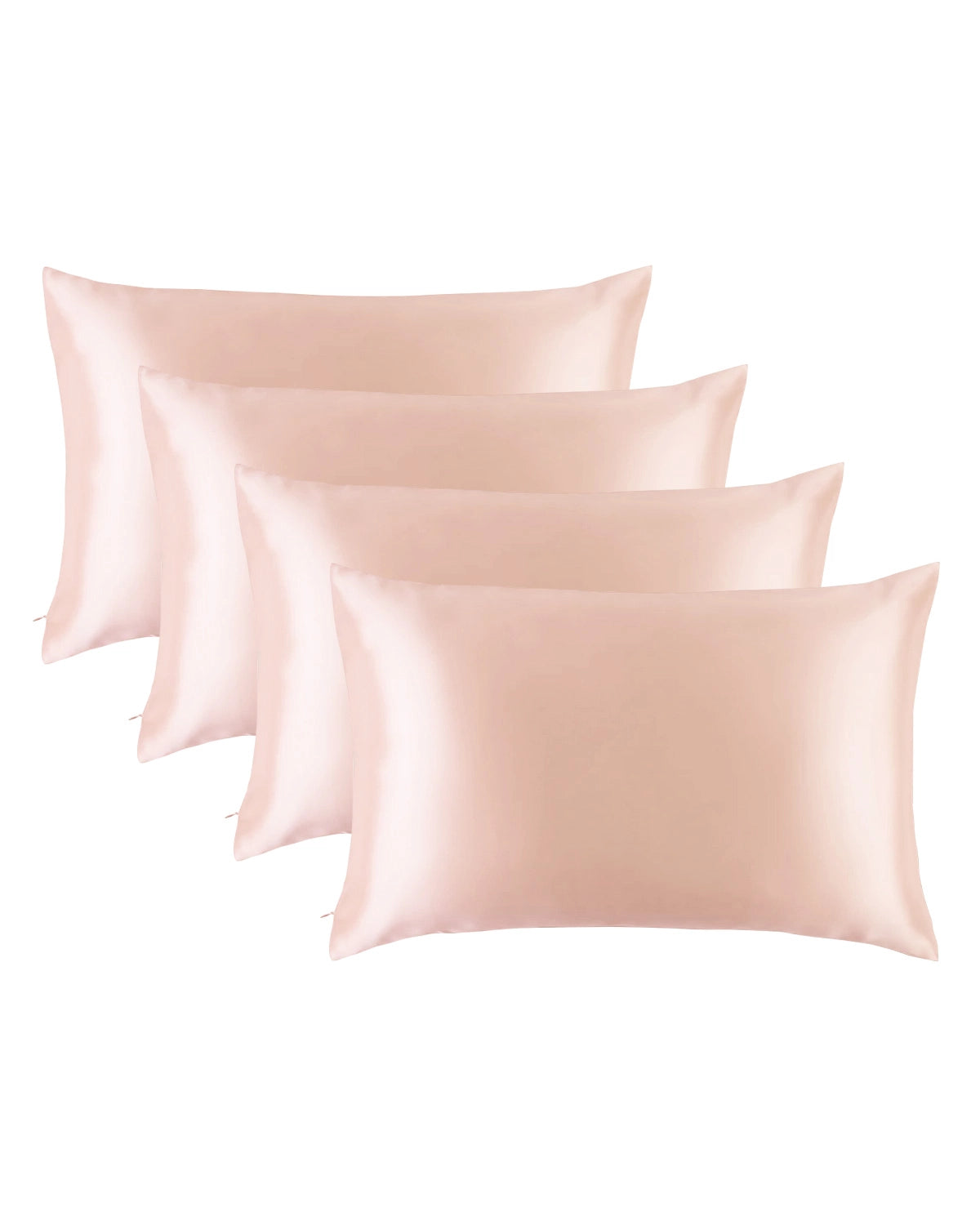 4PCS 19 Momme Silk Pillowcase with Hidden Zipper, Pink