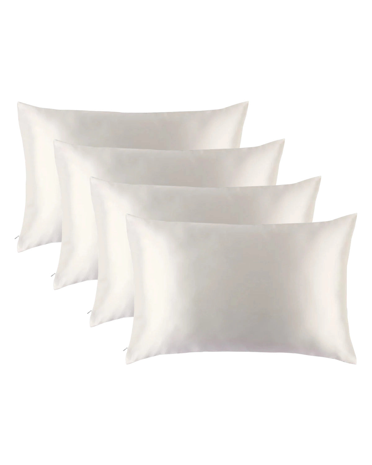 4PCS 19 Momme Silk Pillowcase with Hidden Zipper, Ivory