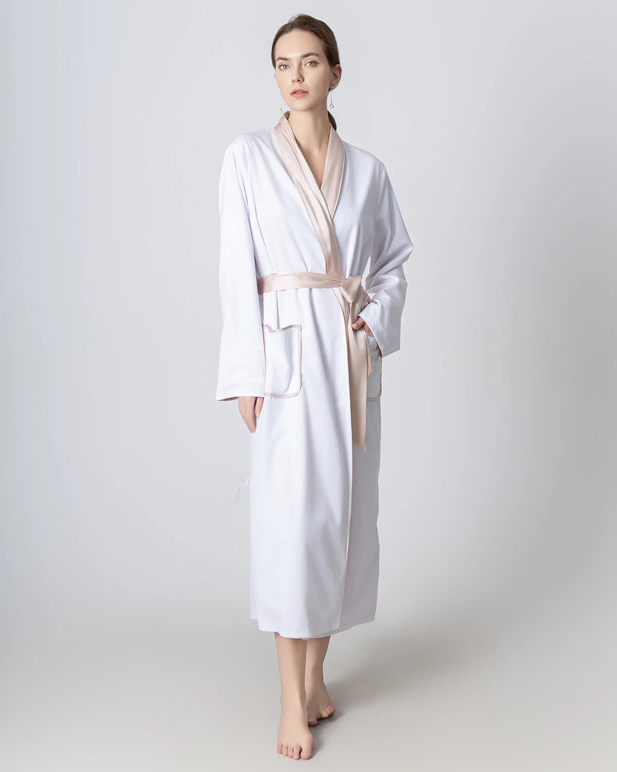 Silk and Velvet Reversible Robe for Winter Pink