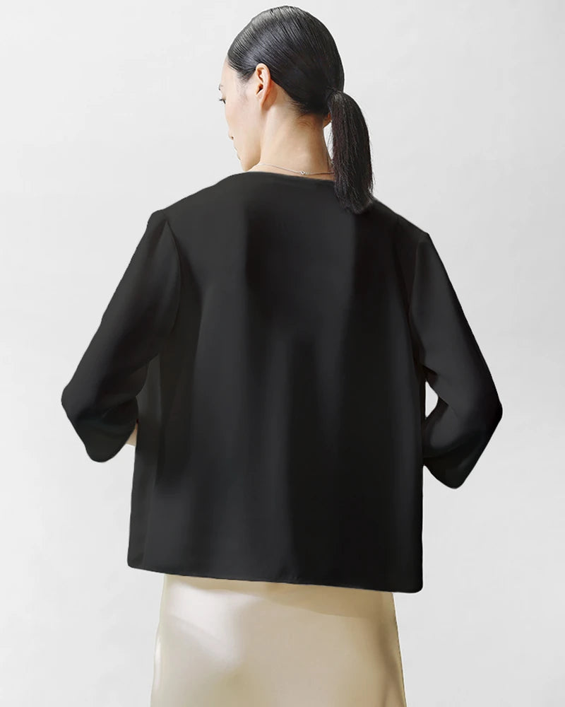 Women's Basic Silk Cardigan, Black