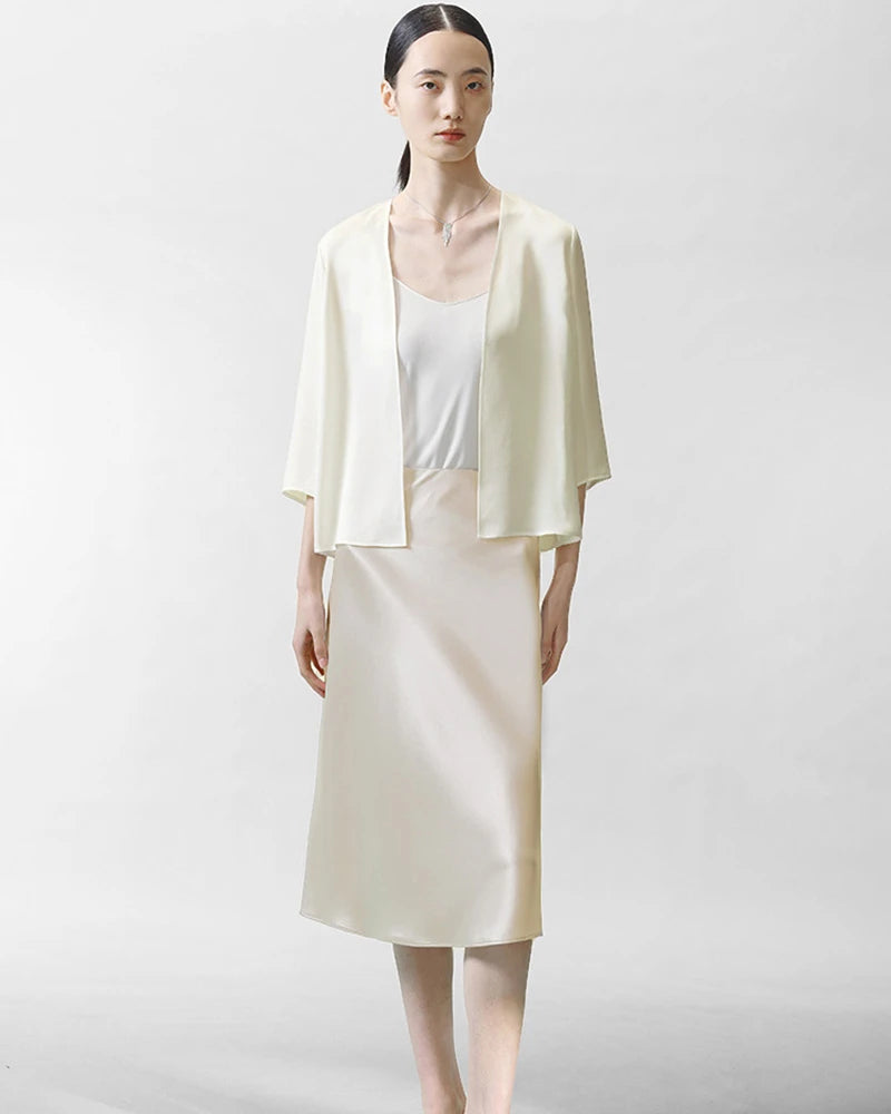 Women's Basic Silk Cardigan, Cream