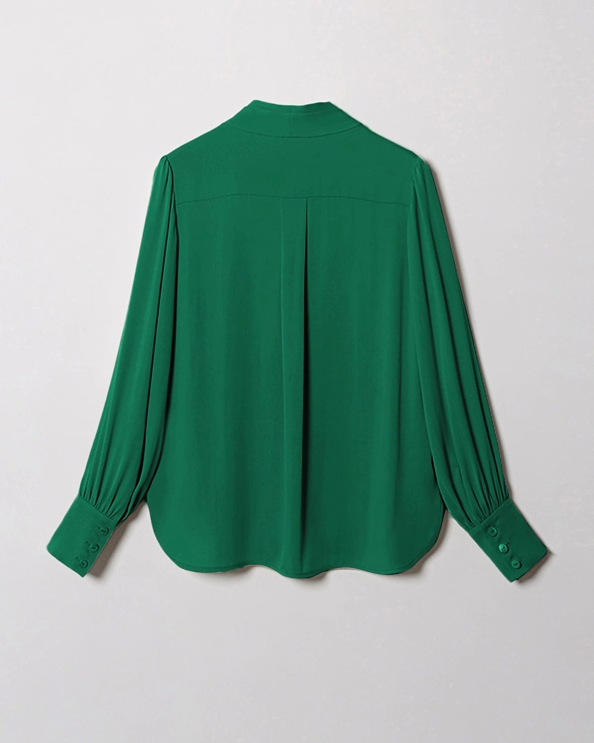 Chic Deep V-Neck Silk Blouse, Dark Green