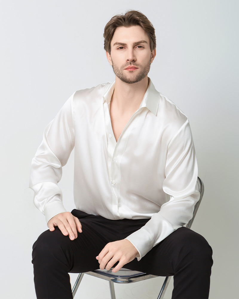 Classic Long Sleeve Silk Men's Shirt - DAISYSILK