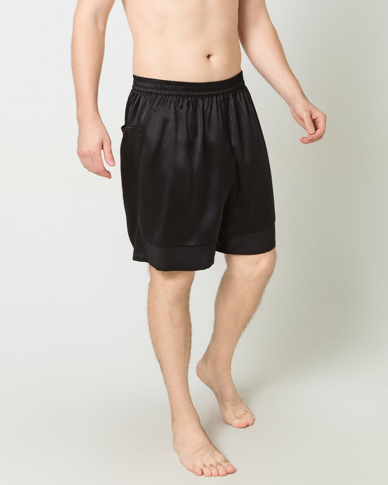 Comfortable Silk Luxury Men Shorts, Black