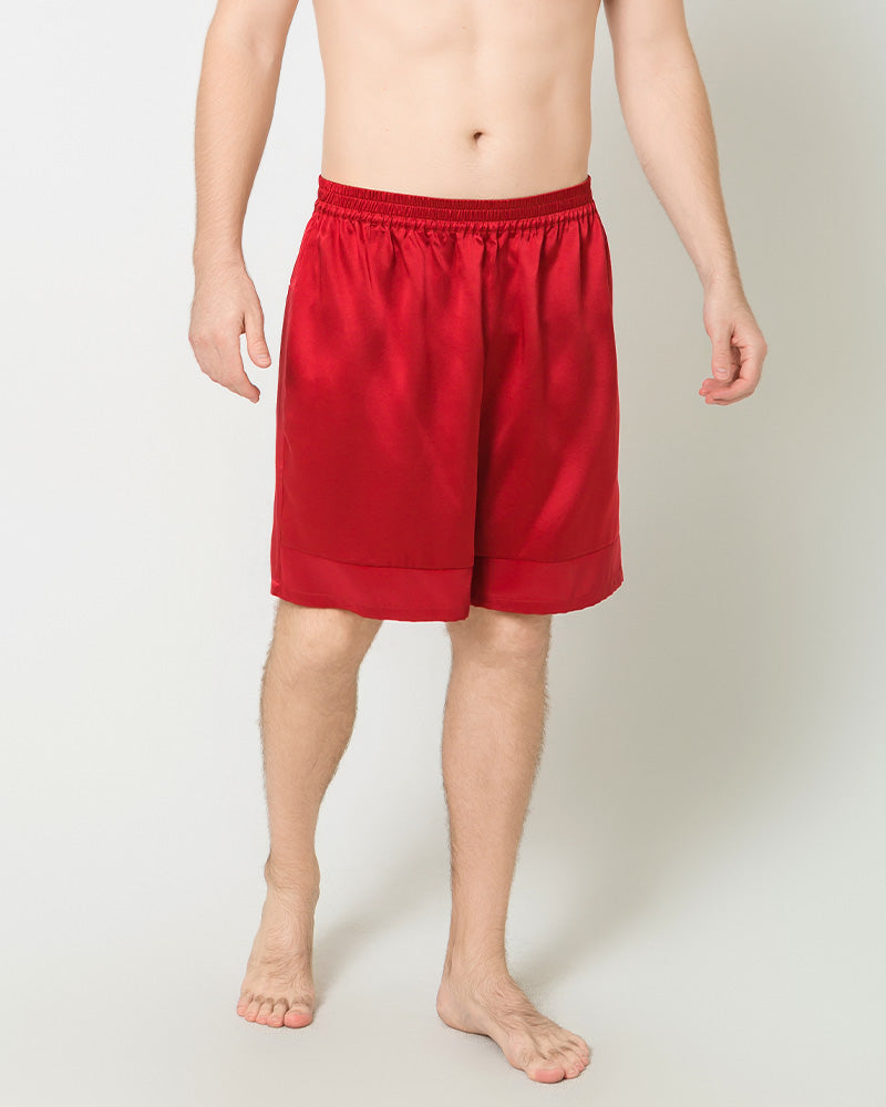Comfortable Silk Luxury Men Shorts, Red
