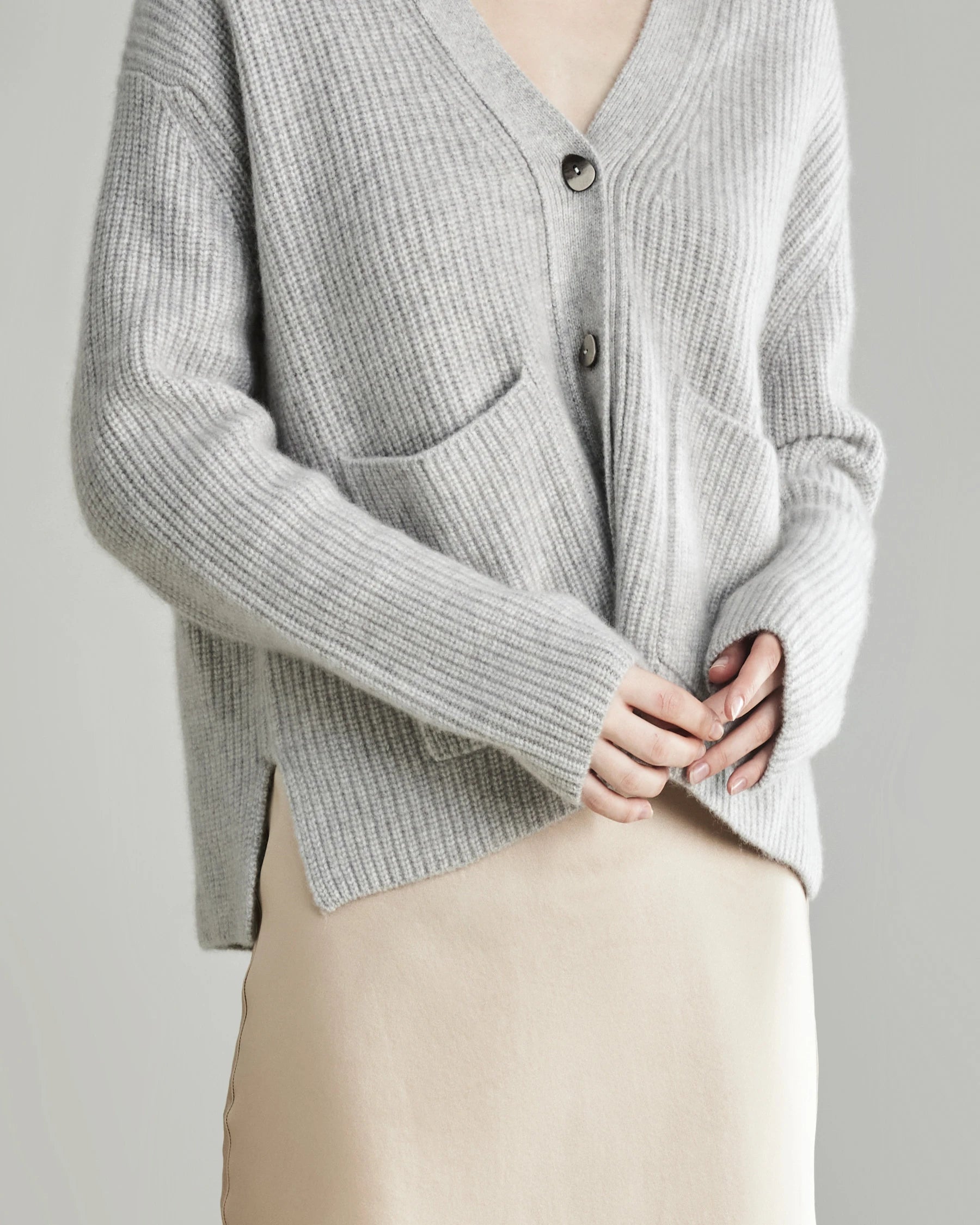 Cozy Cashmere Cardigan with Pockets, Grey