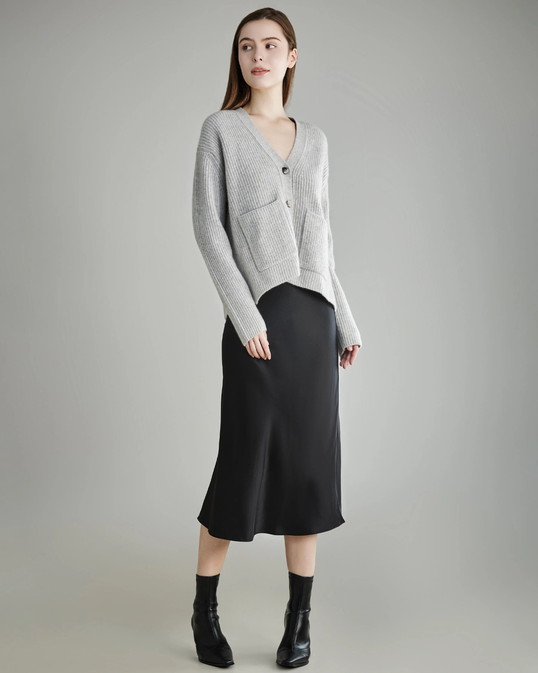 Cozy Cashmere Cardigan with Pockets, Grey