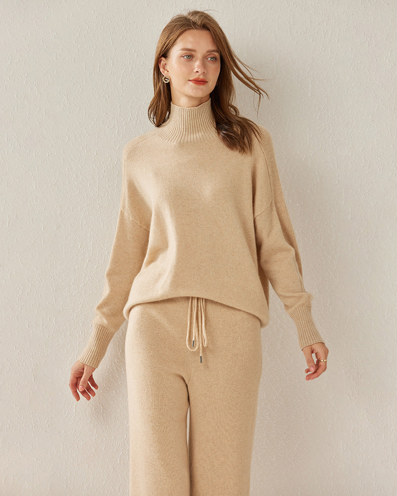 Turtleneck Oversized Cashmere Sweater - DAISYSILK