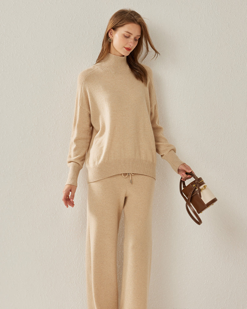 Turtleneck Oversized Cashmere Sweater - DAISYSILK