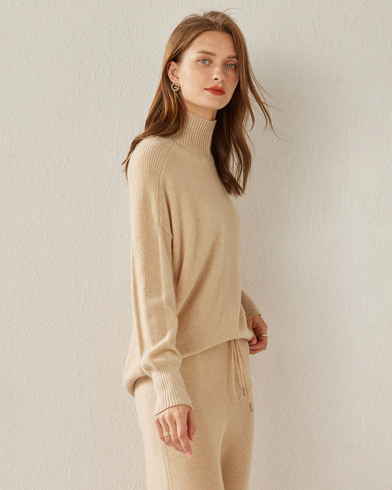 Turtleneck Oversized Cashmere Sweater - DAISYSILK