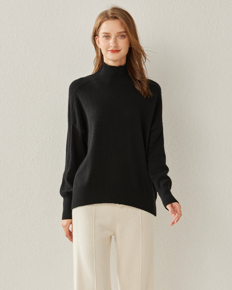 Turtleneck Oversized Cashmere Sweater - DAISYSILK