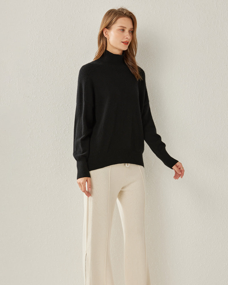 Turtleneck Oversized Cashmere Sweater - DAISYSILK