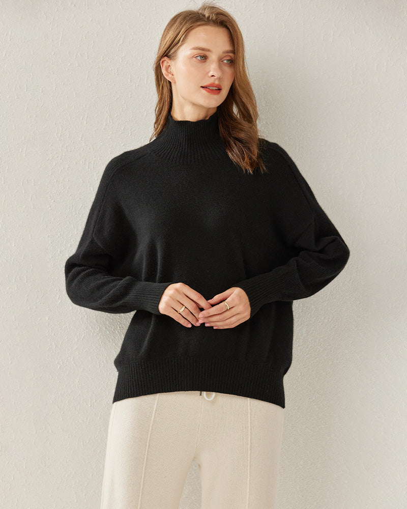 Turtleneck Oversized Cashmere Sweater - DAISYSILK