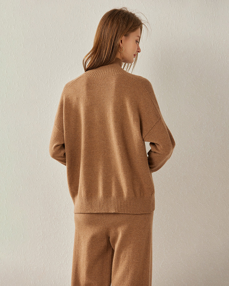 Turtleneck Oversized Cashmere Sweater - DAISYSILK