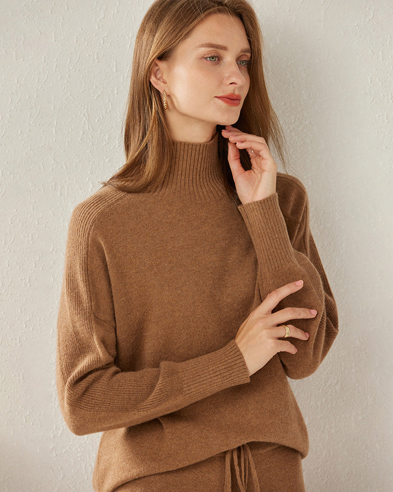 Turtleneck Oversized Cashmere Sweater - DAISYSILK