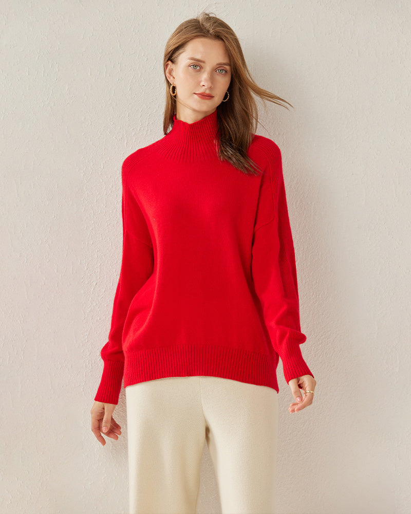 Turtleneck Oversized Cashmere Sweater - DAISYSILK