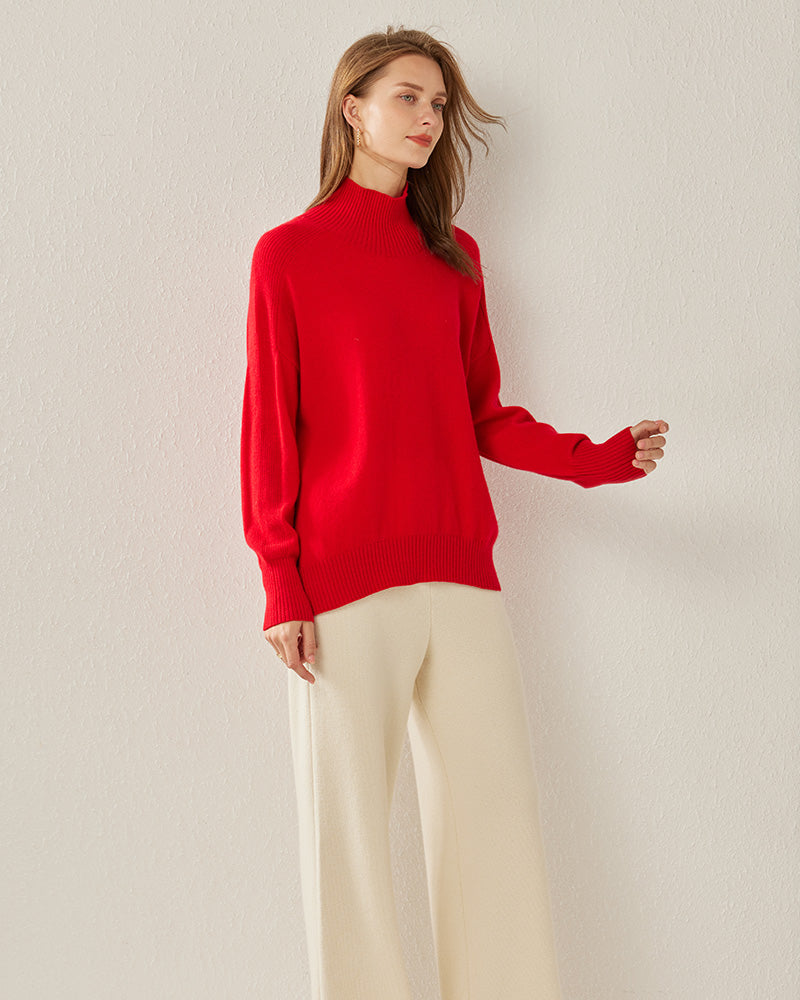 Turtleneck Oversized Cashmere Sweater - DAISYSILK