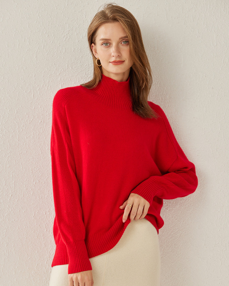 Turtleneck Oversized Cashmere Sweater - DAISYSILK