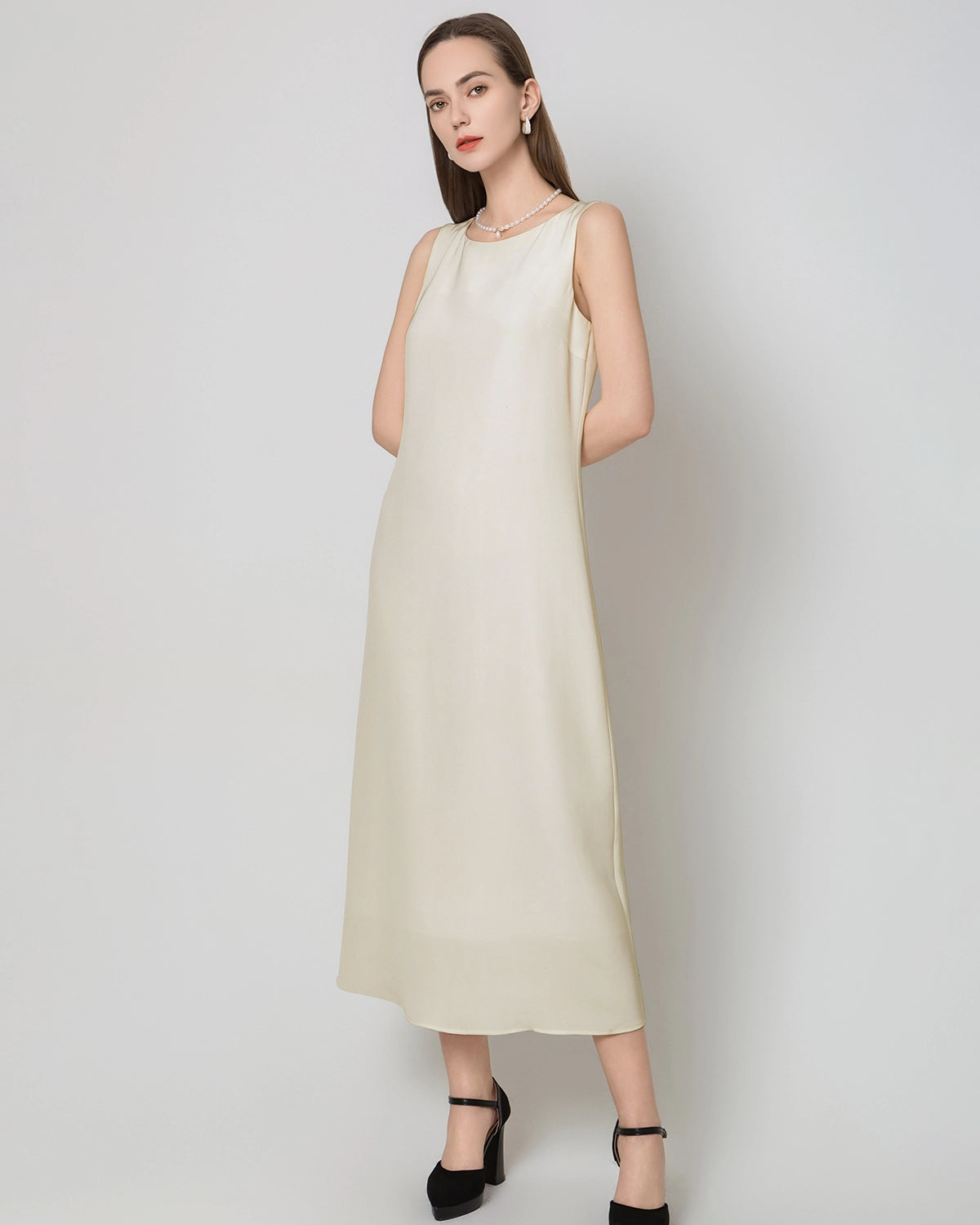 40 Momme Silk Maxi Dress, Cream
