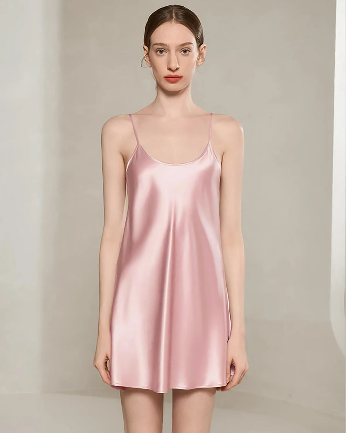 Women's Washable Silk Short Nightgown, Pink