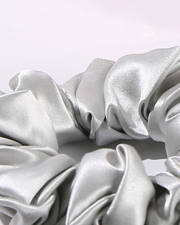3.5 CM Midi Silk Scrunchies, Grey