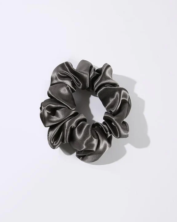 3.5 CM Midi Silk Scrunchies, Dark Grey
