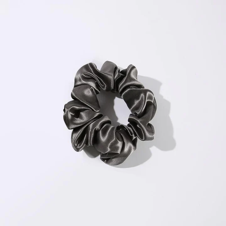3.5 CM Midi Silk Scrunchies, Dark Grey